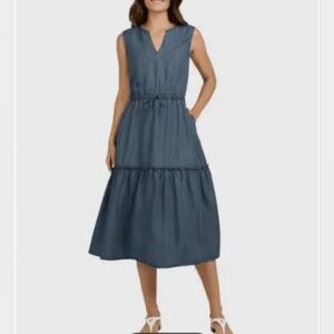 New Lands End Tiered Midi Dress XL Sleeveless NWT